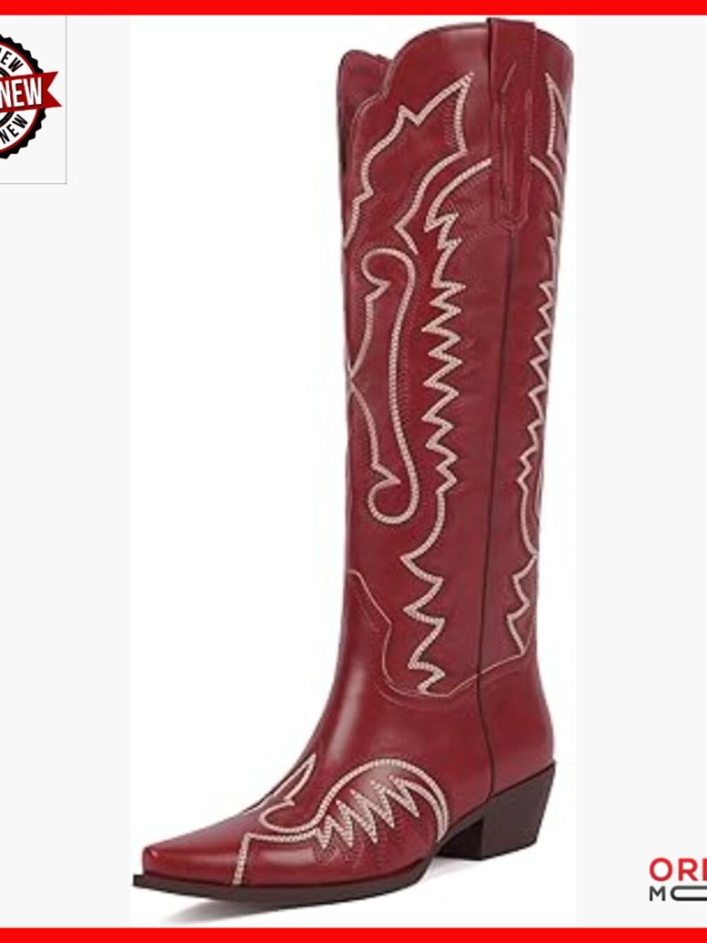 Knee High Western Boots Chunky Heel Embroidered Cowgirl Boots